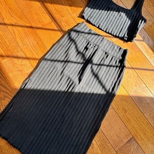 Black Ribbed Skirt Set
